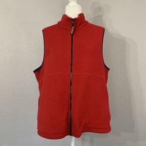Vintage LL Bean Women's Size 1X Red Polartec Hiking Full Zip Fleece Vest Pockets